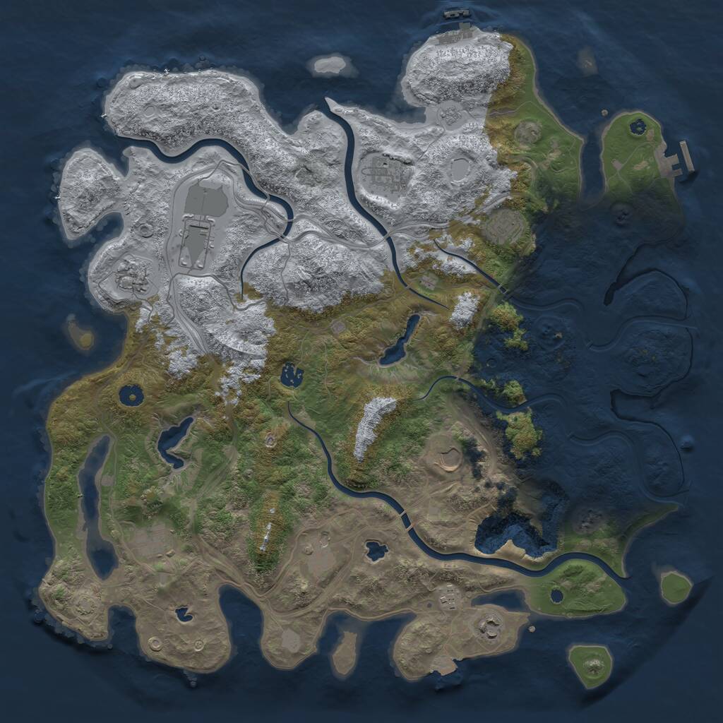 Rust Map: Procedural Map, Size: 4600, Seed: 5612542, 16 Monuments