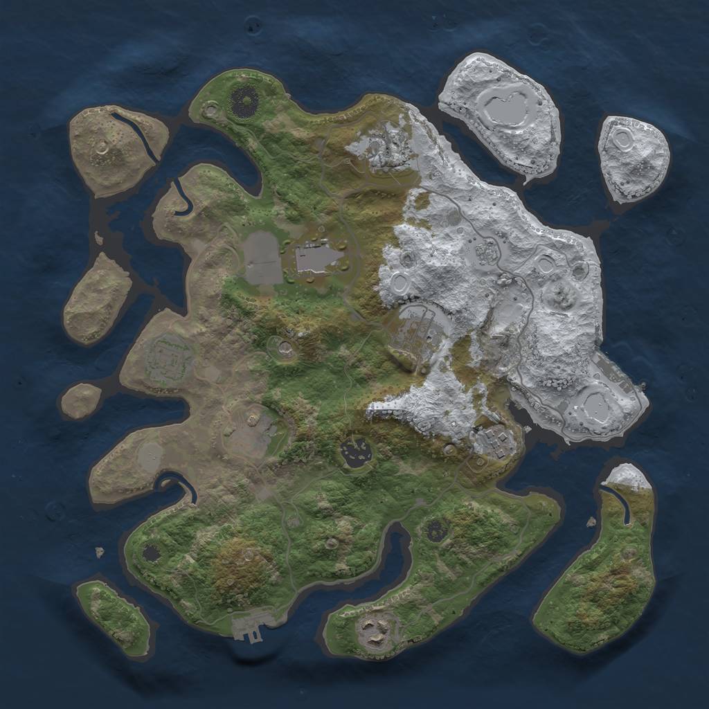 Rust Map: Procedural Map, Size: 3500, Seed: 1367758347, 17 Monuments