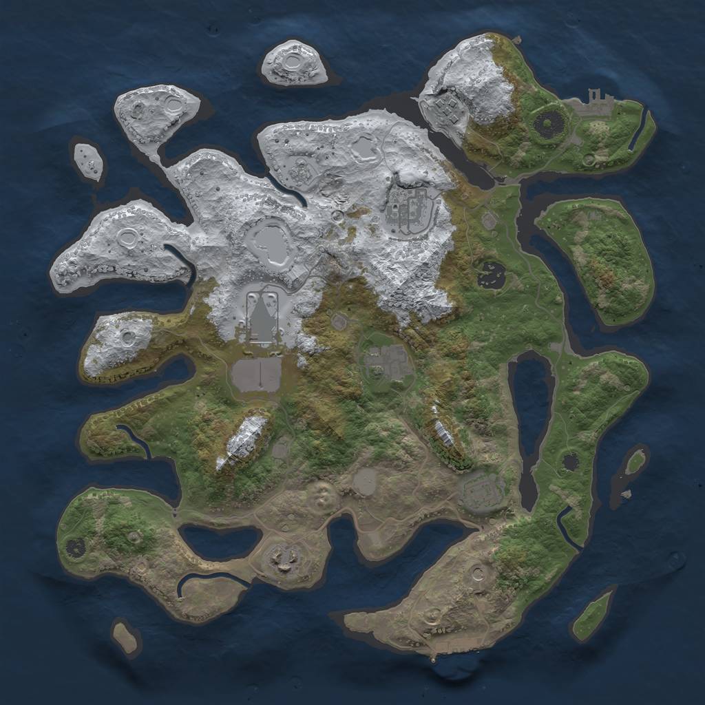 Rust Map: Procedural Map, Size: 3700, Seed: 3994162, 16 Monuments