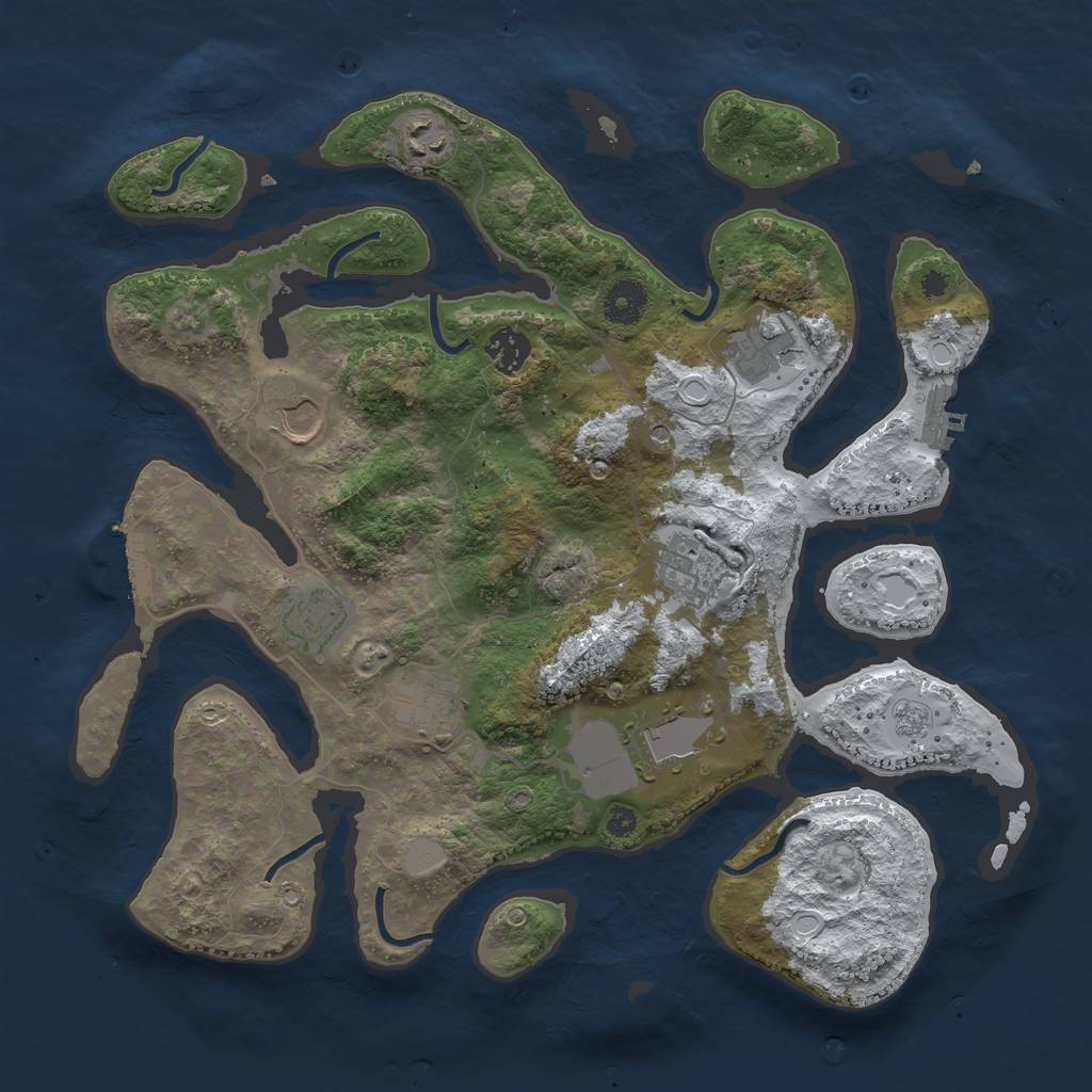 Rust Map: Procedural Map, Size: 3700, Seed: 5166962, 17 Monuments
