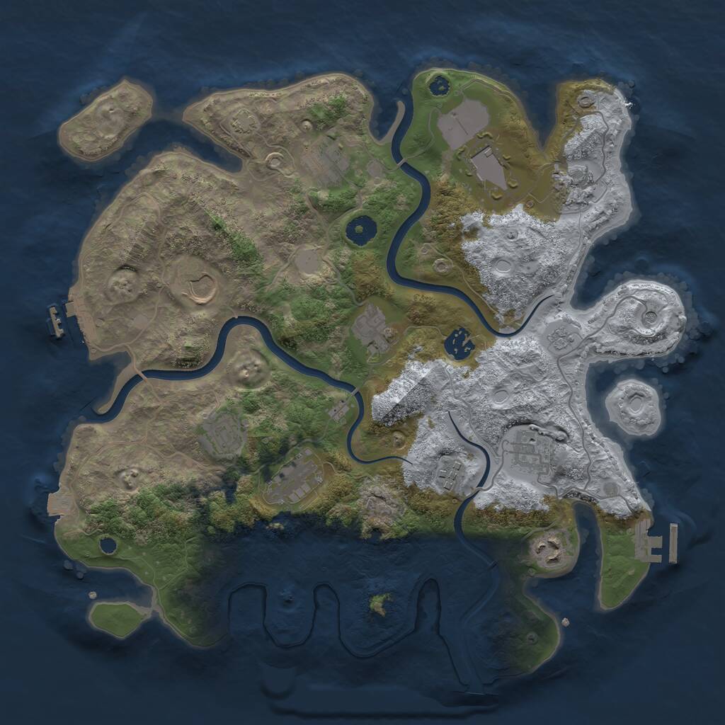 Rust Map: Procedural Map, Size: 3700, Seed: 1564248497, 17 Monuments