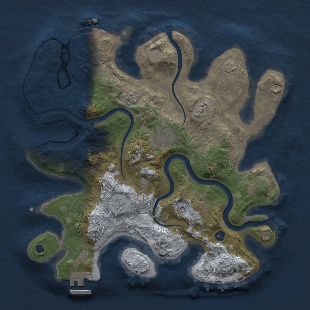 Rust Map: Procedural Map, Size: 3000, Seed: 87092451, 8 Monuments