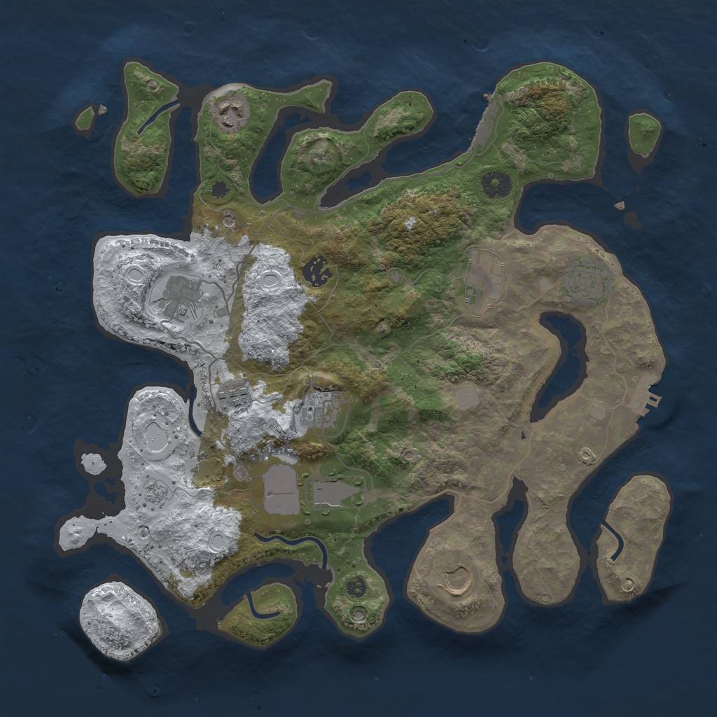 Rust Map: Procedural Map, Size: 3700, Seed: 113380, 18 Monuments
