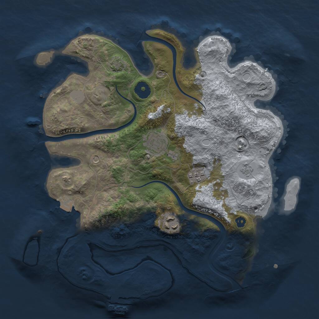 Rust Map: Procedural Map, Size: 3000, Seed: 1010229876, 8 Monuments