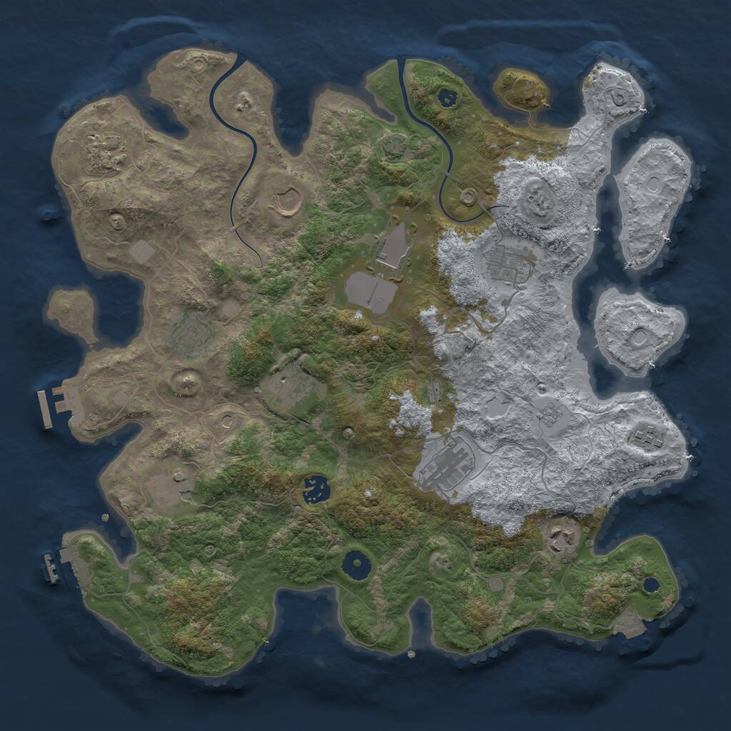 Rust Map: Procedural Map, Size: 3850, Seed: 652611817, 17 Monuments