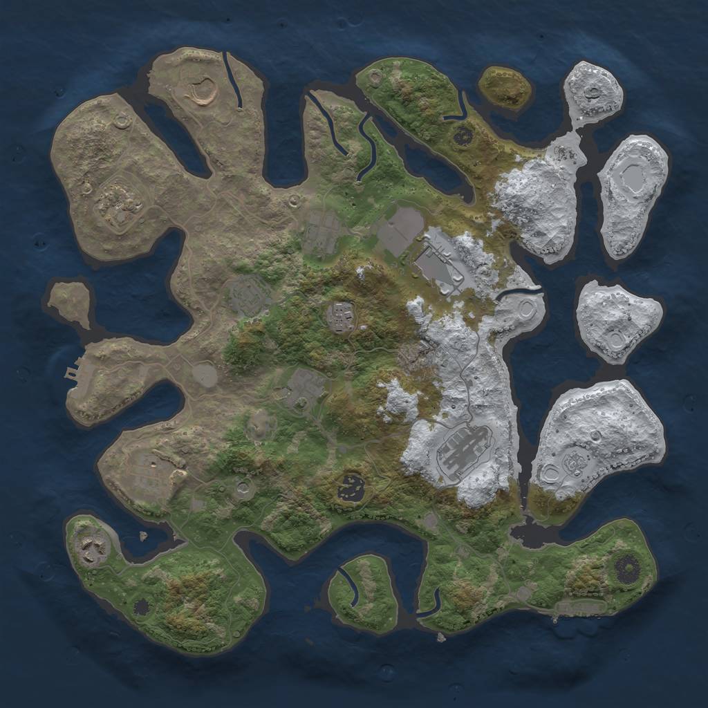 Rust Map: Procedural Map, Size: 3850, Seed: 652611817, 20 Monuments