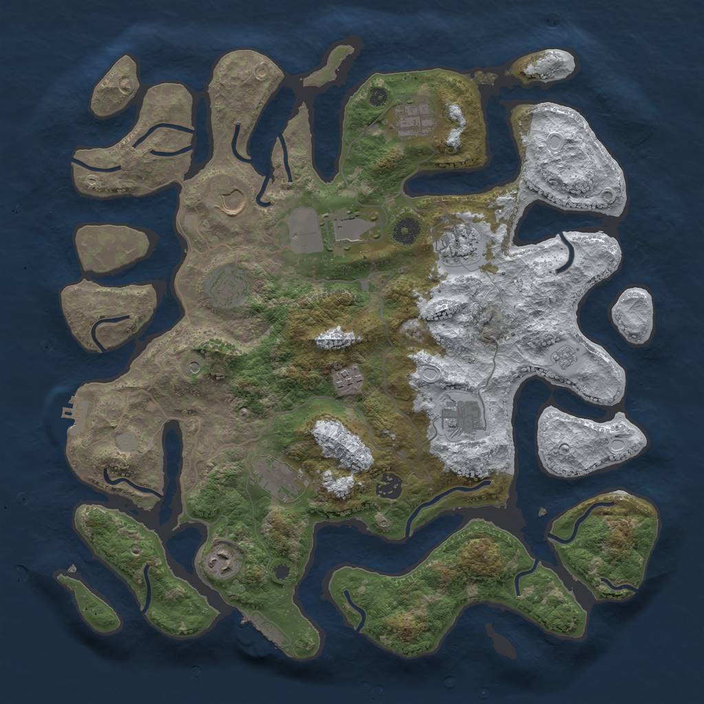 Rust Map: Procedural Map, Size: 4000, Seed: 539300213, 19 Monuments