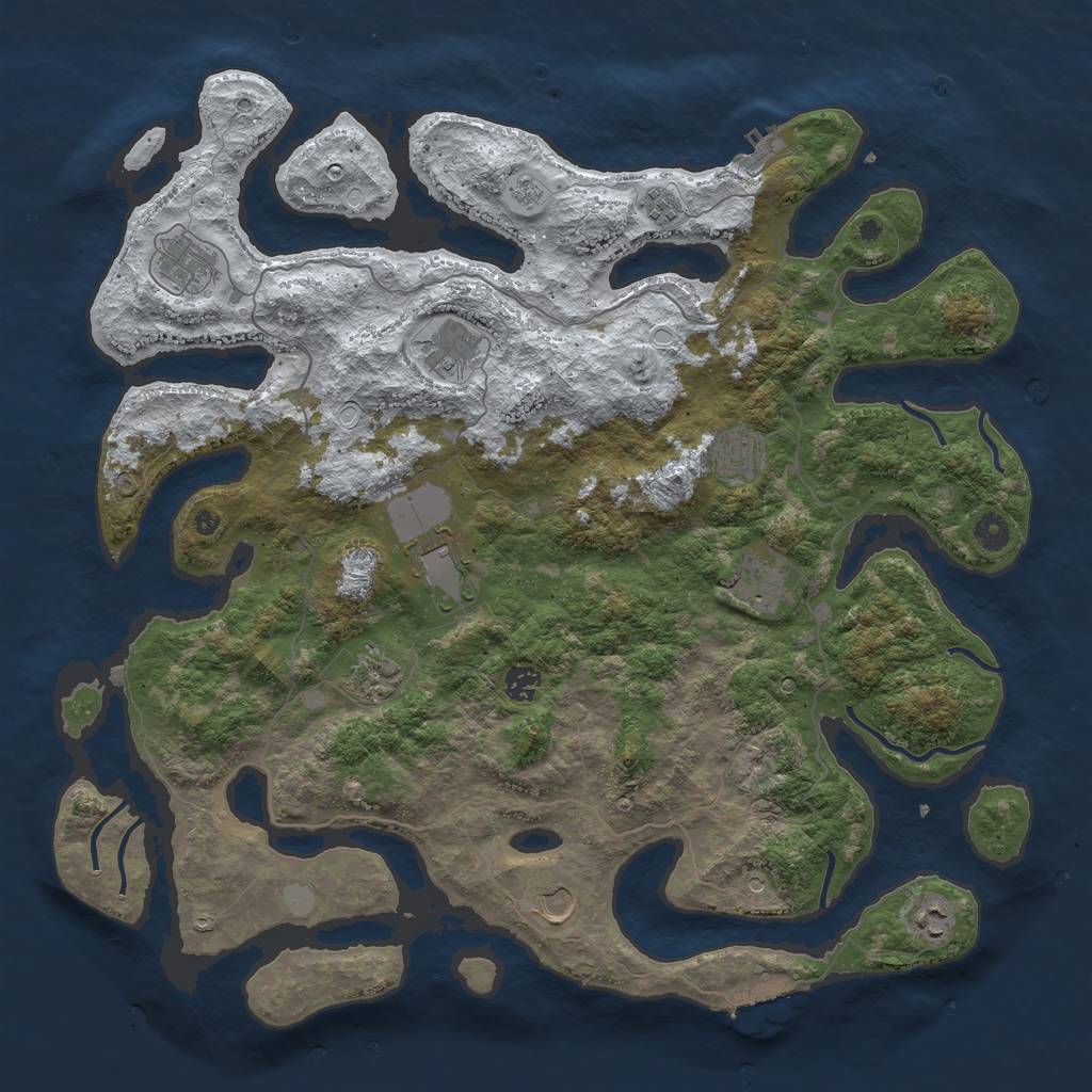 Rust Map: Procedural Map, Size: 4500, Seed: 439876134, 19 Monuments