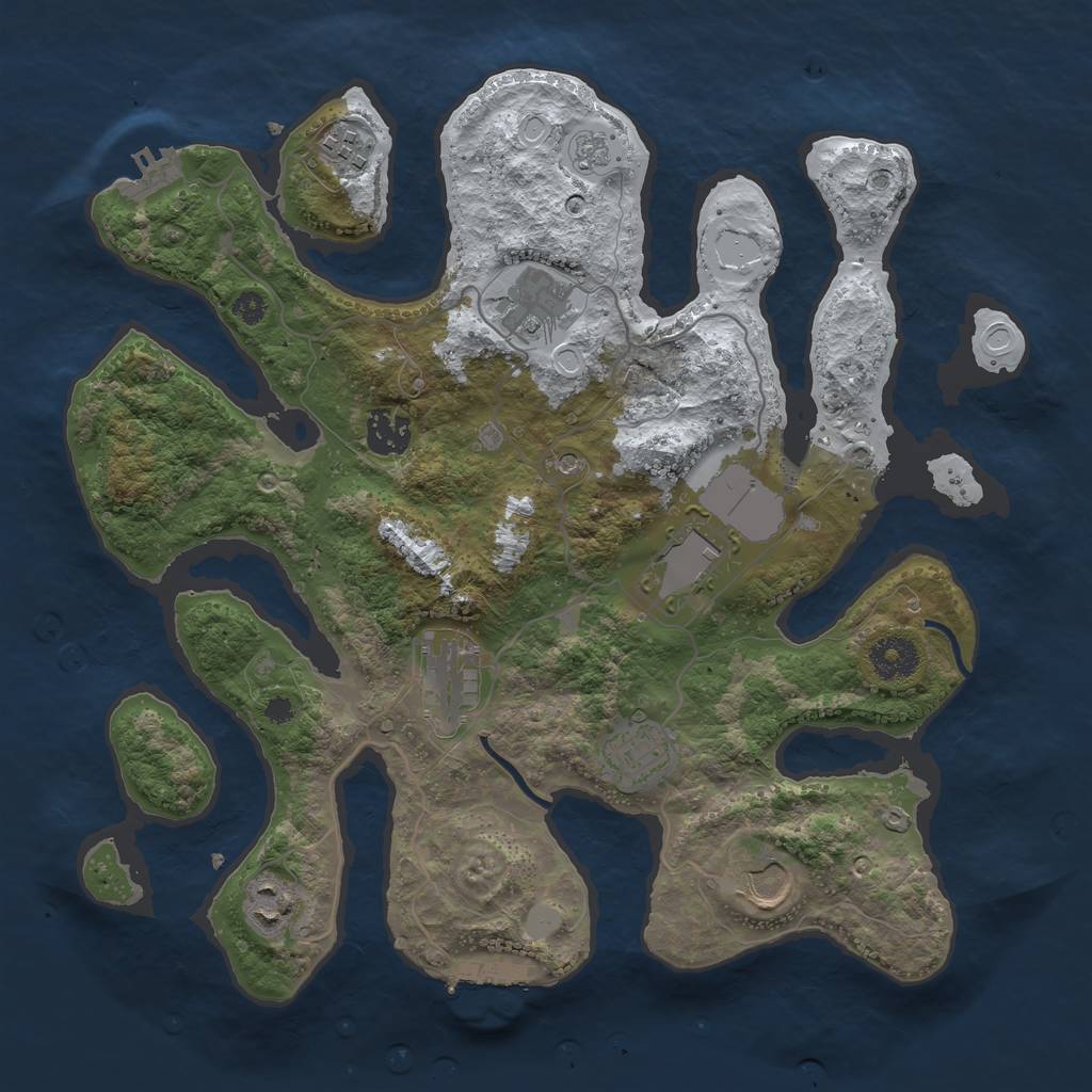 Rust Map: Procedural Map, Size: 3500, Seed: 2032464067, 17 Monuments