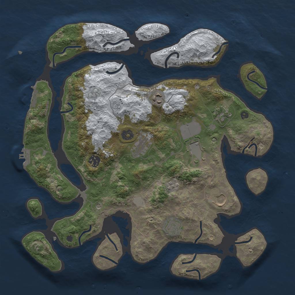 Rust Map: Procedural Map, Size: 3750, Seed: 382640992, 17 Monuments