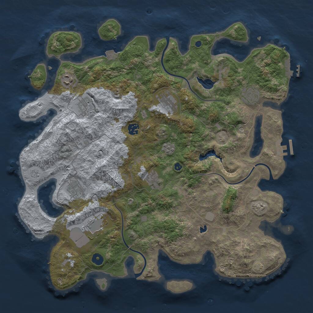 Rust Map: Procedural Map, Size: 4100, Seed: 468436, 15 Monuments