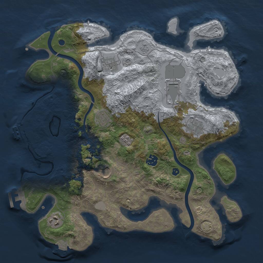 Rust Map: Procedural Map, Size: 3500, Seed: 1623132, 14 Monuments