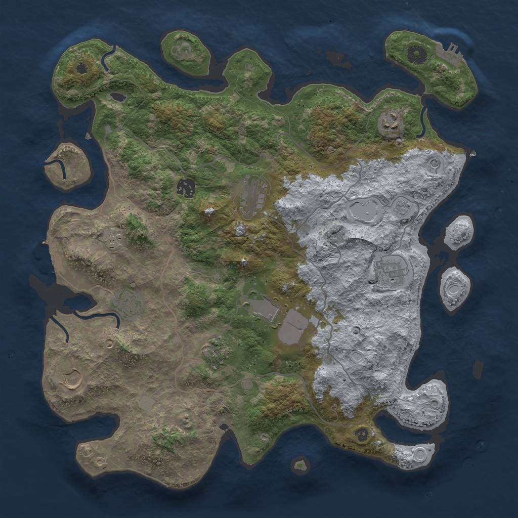 Rust Map: Procedural Map, Size: 4000, Seed: 176975227, 16 Monuments
