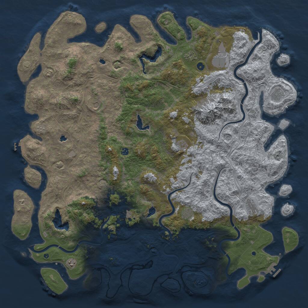Rust Map: Procedural Map, Size: 6000, Seed: 628759109, 17 Monuments
