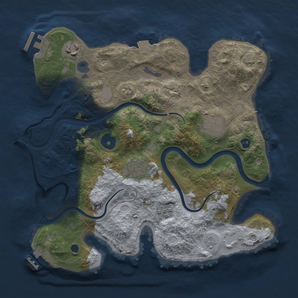 Rust Map: Procedural Map, Size: 3000, Seed: 1342369, 10 Monuments