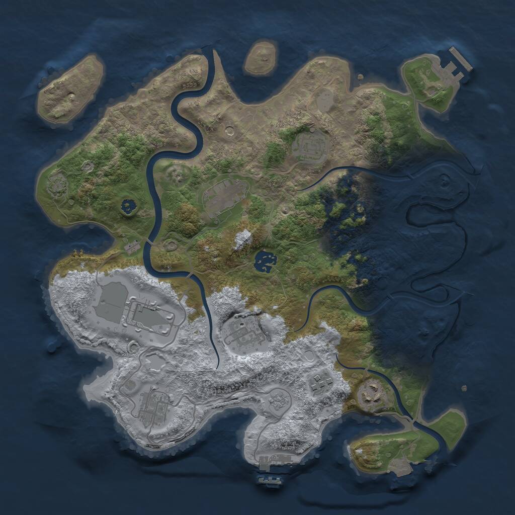 Rust Map: Procedural Map, Size: 3500, Seed: 604453, 14 Monuments