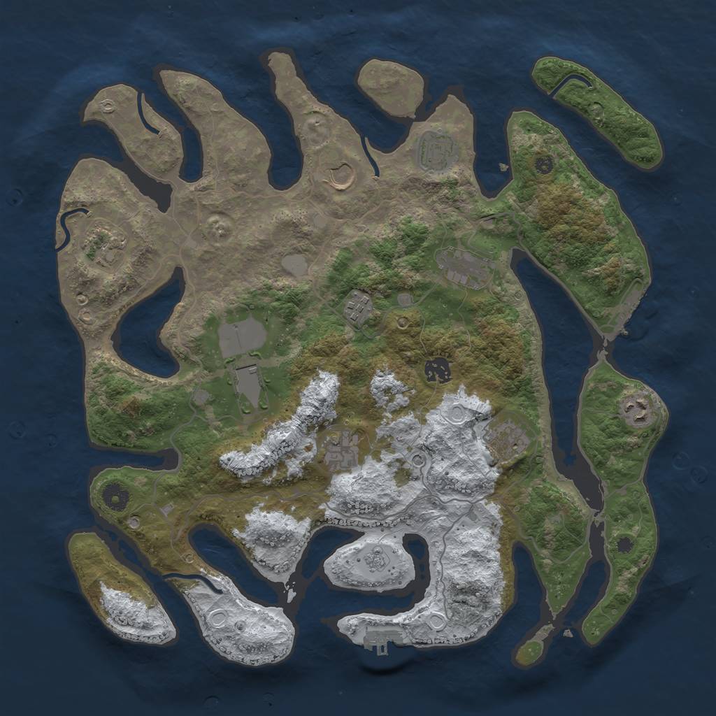 Rust Map: Procedural Map, Size: 4000, Seed: 6797465, 19 Monuments