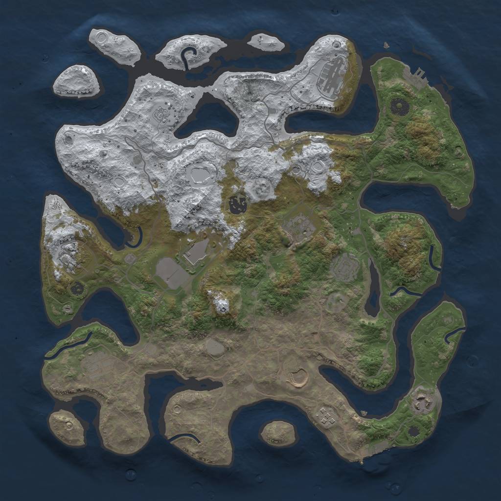 Rust Map: Procedural Map, Size: 4000, Seed: 684379, 19 Monuments