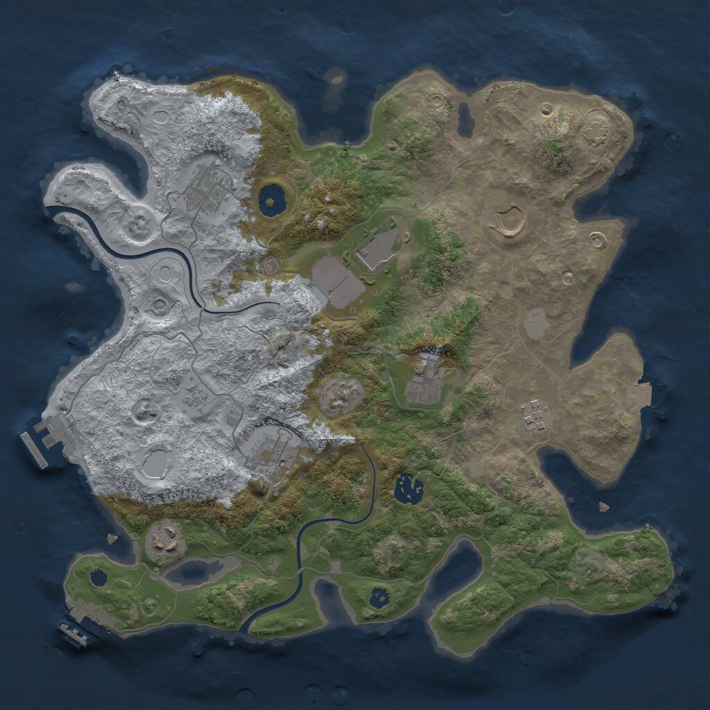 Rust Map: Procedural Map, Size: 3500, Seed: 1156281044, 14 Monuments
