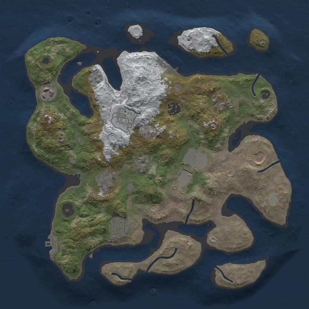 Rust Map: Procedural Map, Size: 3500, Seed: 1220723046, 17 Monuments