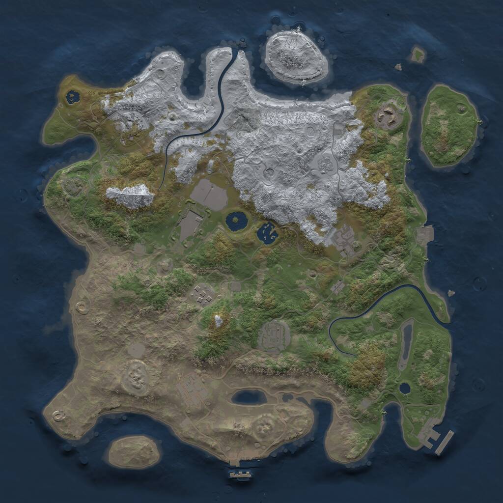 Rust Map: Procedural Map, Size: 3700, Seed: 302176791, 14 Monuments