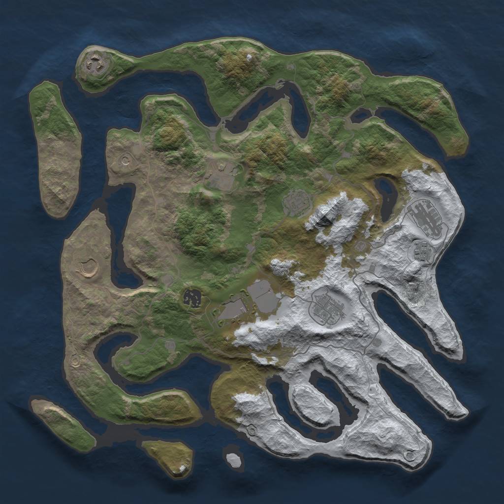 Rust Map: Barren, Size: 4000, Seed: 221323628, 12 Monuments