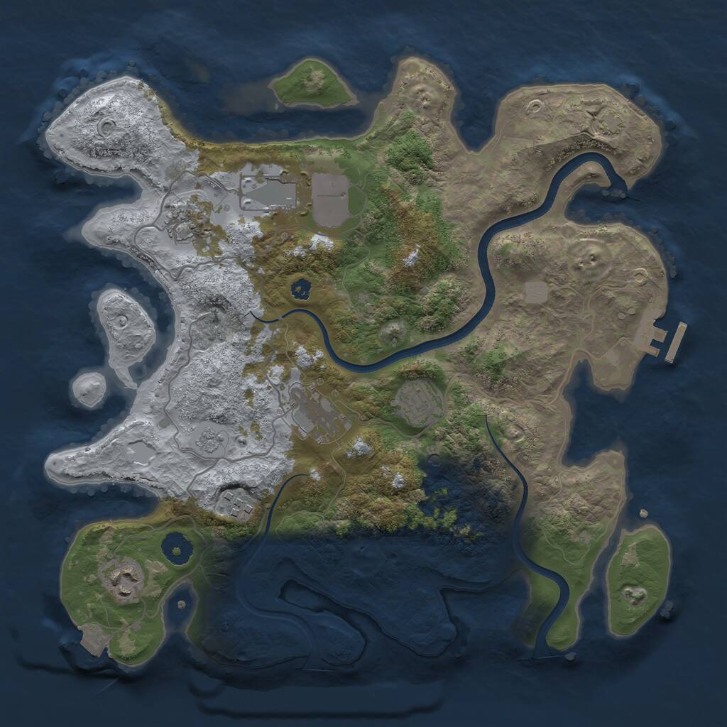 Rust Map: Procedural Map, Size: 3500, Seed: 2026985109, 11 Monuments