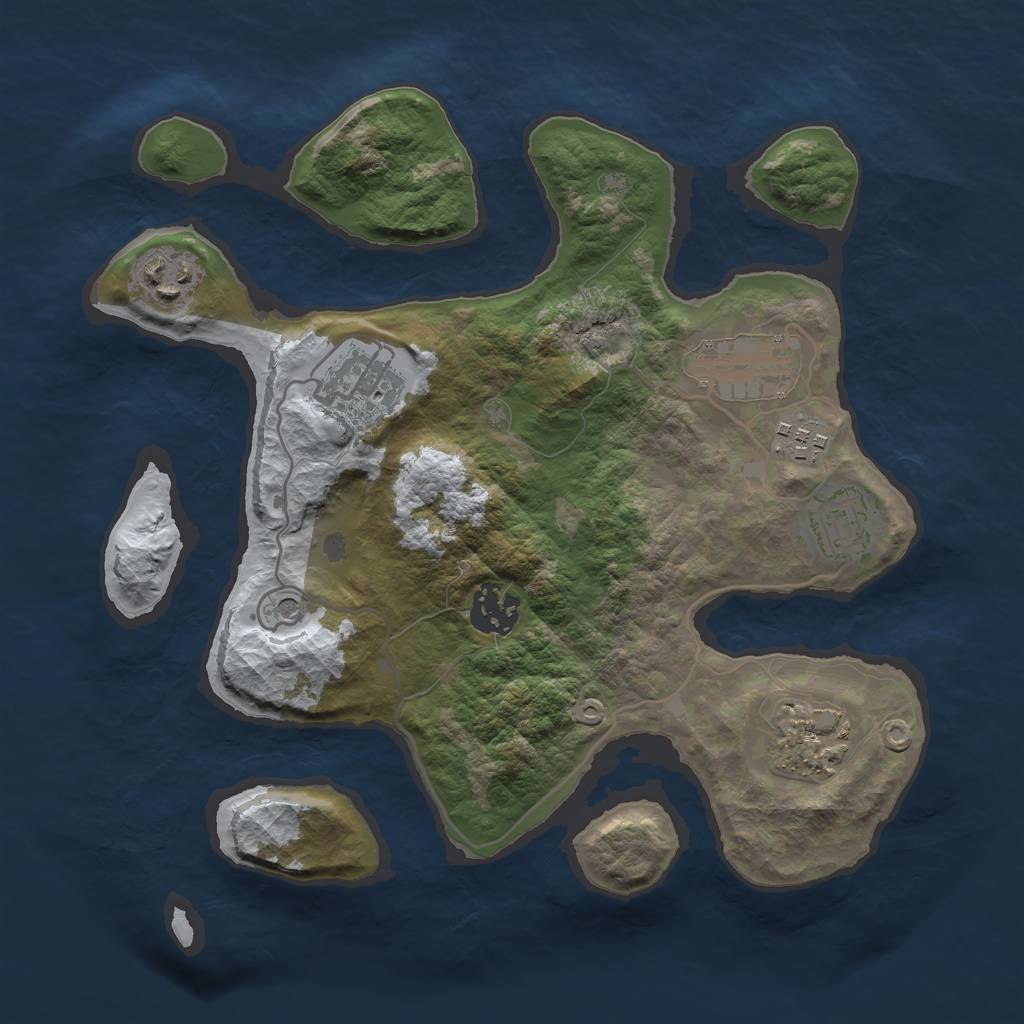 Rust Map: Barren, Size: 3000, Seed: 1808582237, 10 Monuments