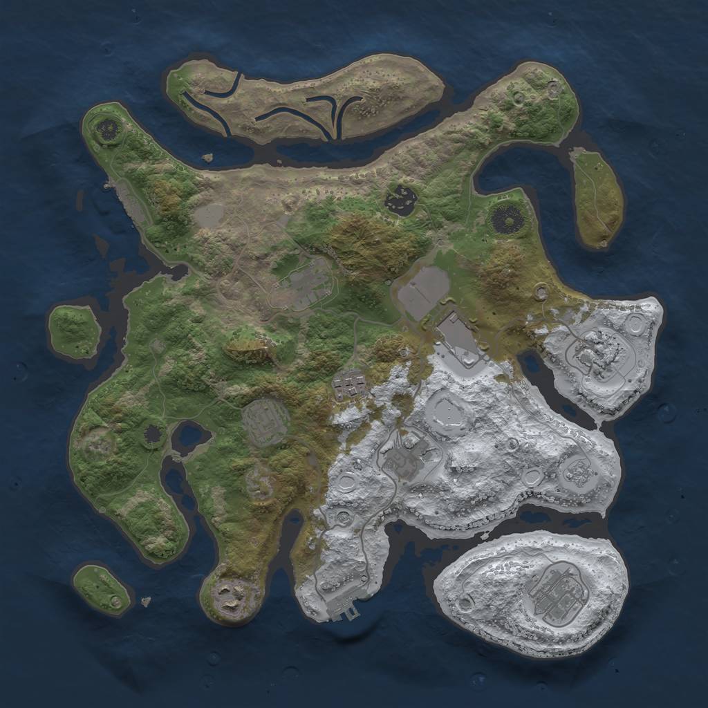 Rust Map: Procedural Map, Size: 3500, Seed: 606907685, 18 Monuments