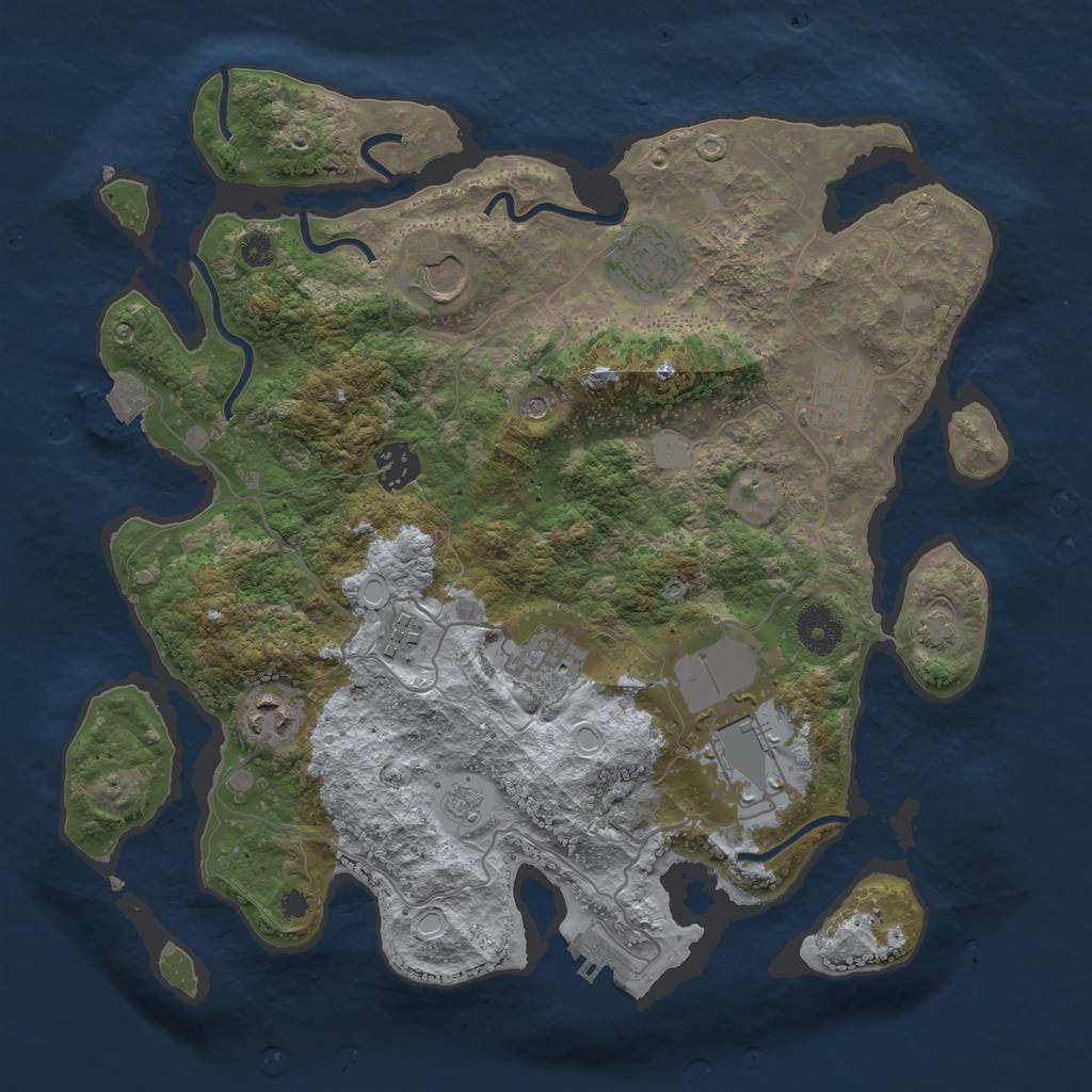 Rust Map: Procedural Map, Size: 3500, Seed: 1161777943, 15 Monuments