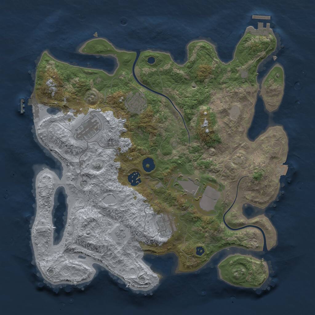 Rust Map: Procedural Map, Size: 3500, Seed: 96465123, 11 Monuments