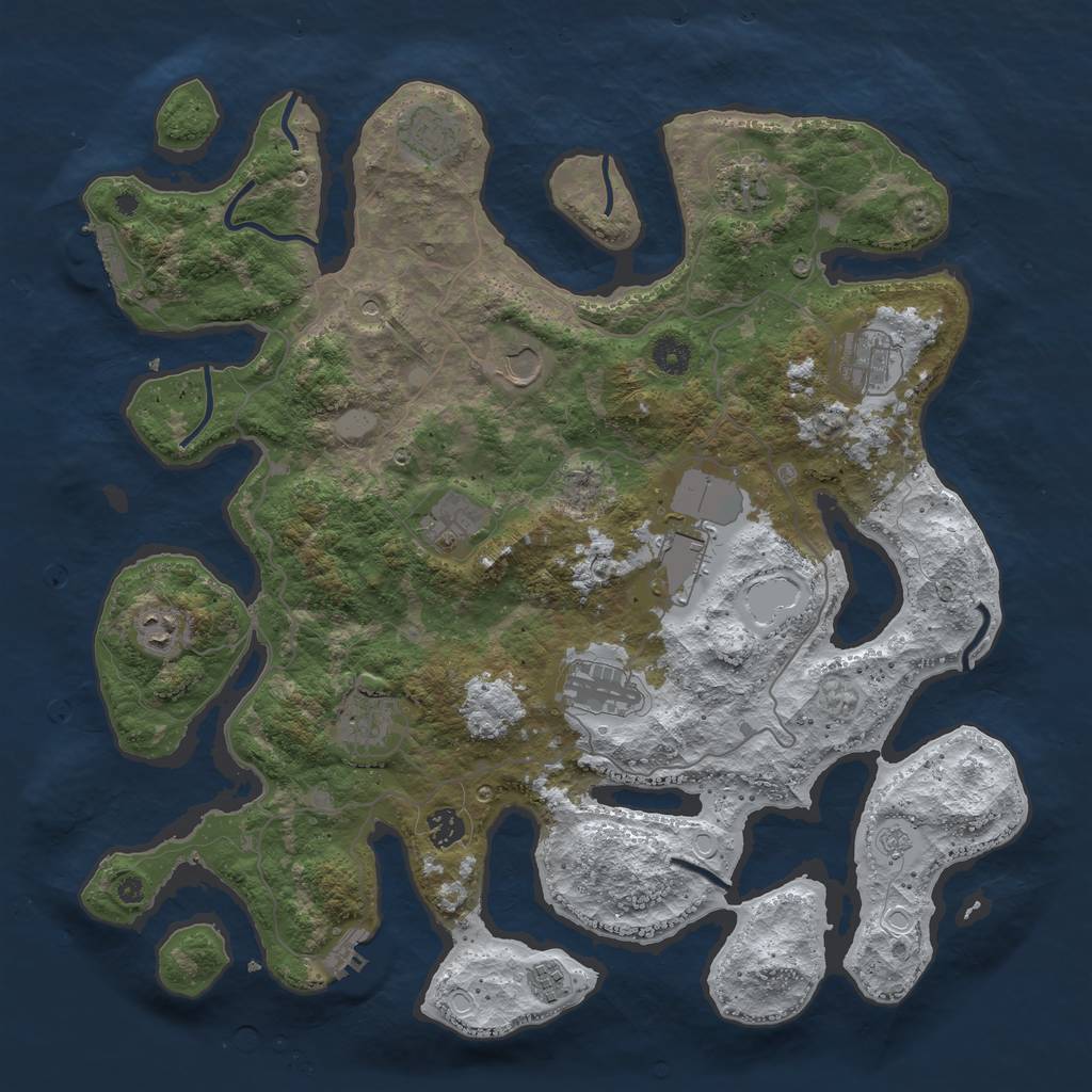 Rust Map: Procedural Map, Size: 4250, Seed: 1818292289, 20 Monuments
