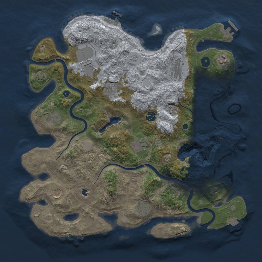 Rust Map: Procedural Map, Size: 4000, Seed: 42066669, 16 Monuments