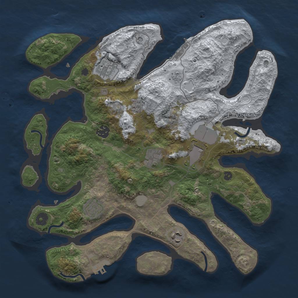 Rust Map: Procedural Map, Size: 3500, Seed: 1371268031, 16 Monuments