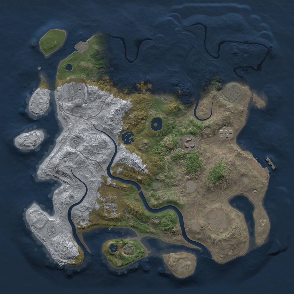 Rust Map: Procedural Map, Size: 3500, Seed: 648910, 14 Monuments