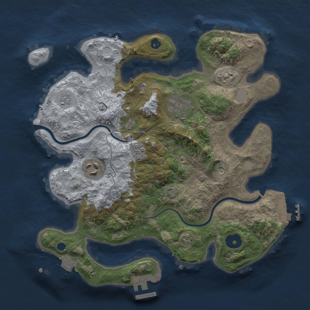 Rust Map: Procedural Map, Size: 3000, Seed: 16991166, 9 Monuments