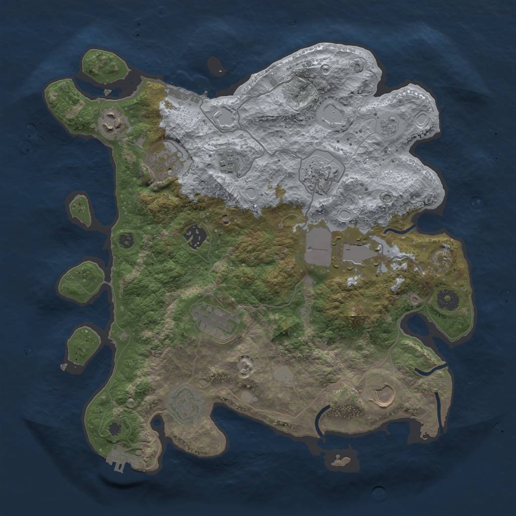 Rust Map: Procedural Map, Size: 3500, Seed: 1506215332, 17 Monuments