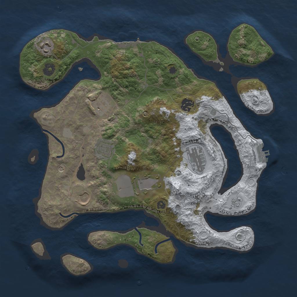 Rust Map: Procedural Map, Size: 3500, Seed: 374377960, 16 Monuments