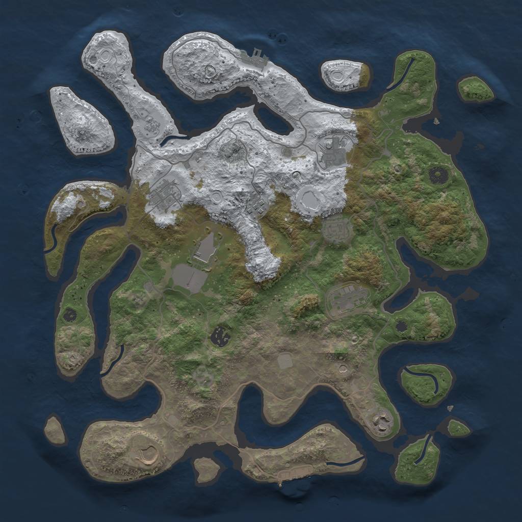 Rust Map: Procedural Map, Size: 4100, Seed: 2345674, 18 Monuments