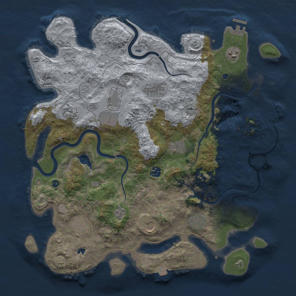 Rust Map: Procedural Map, Size: 4100, Seed: 2345674, 16 Monuments