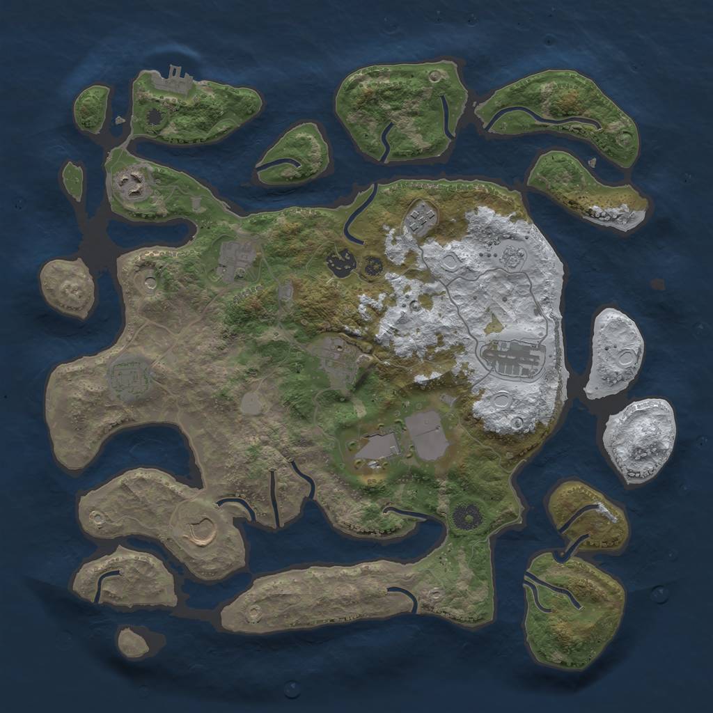 Rust Map: Procedural Map, Size: 3800, Seed: 68948757, 17 Monuments