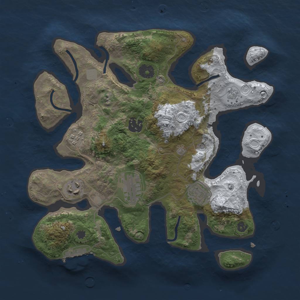 Rust Map: Procedural Map, Size: 3000, Seed: 80968833, 13 Monuments