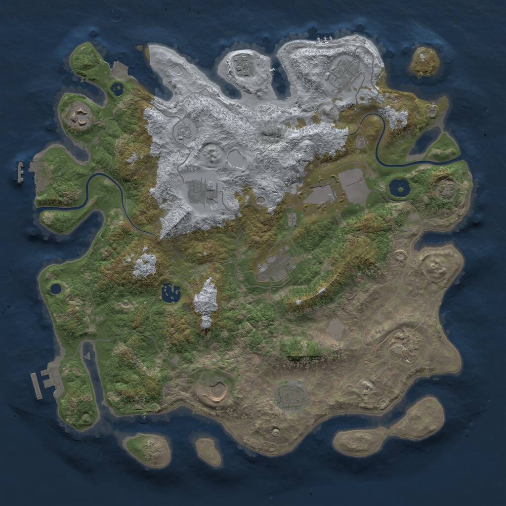 Rust Map: Procedural Map, Size: 3800, Seed: 1357863515, 16 Monuments