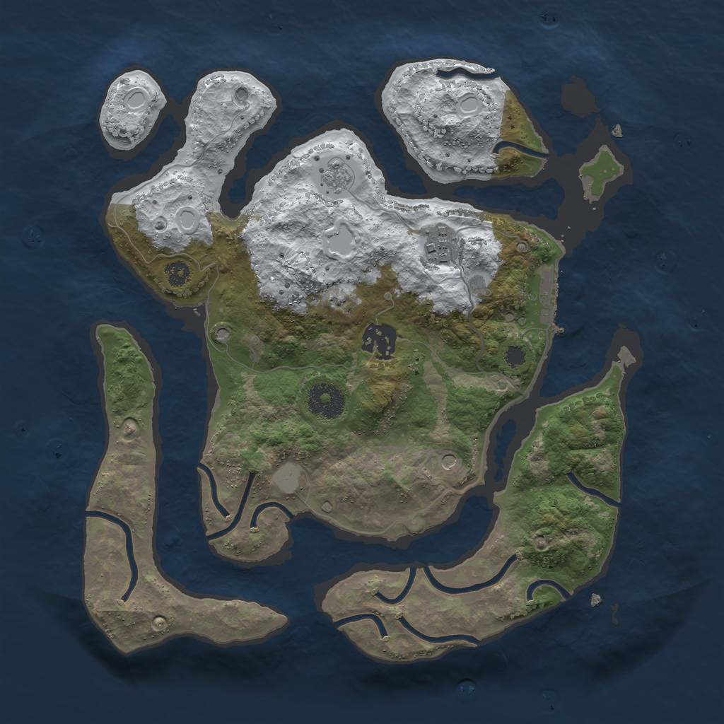 Rust Map: Procedural Map, Size: 3000, Seed: 1739957475, 10 Monuments