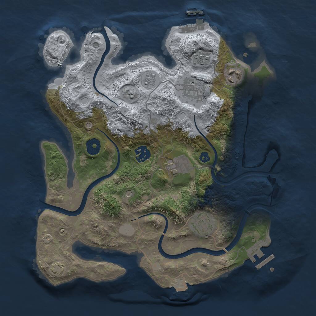 Rust Map: Procedural Map, Size: 3000, Seed: 1739957475, 12 Monuments
