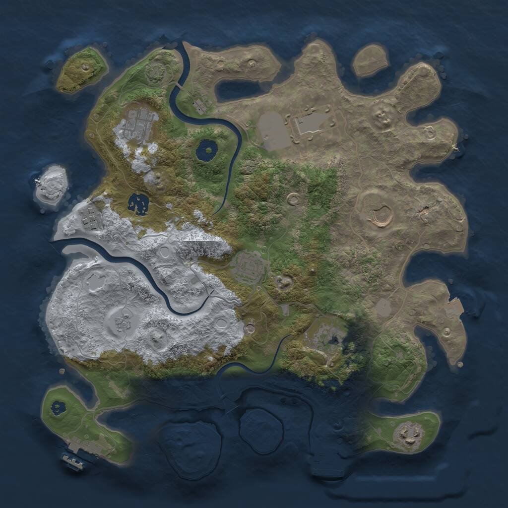 Rust Map: Procedural Map, Size: 3500, Seed: 747223513, 14 Monuments