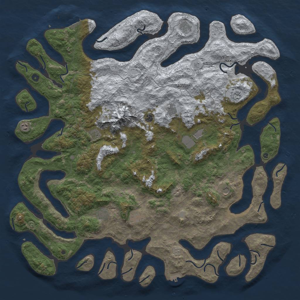 Rust Map: Procedural Map, Size: 6000, Seed: 122874163, 20 Monuments