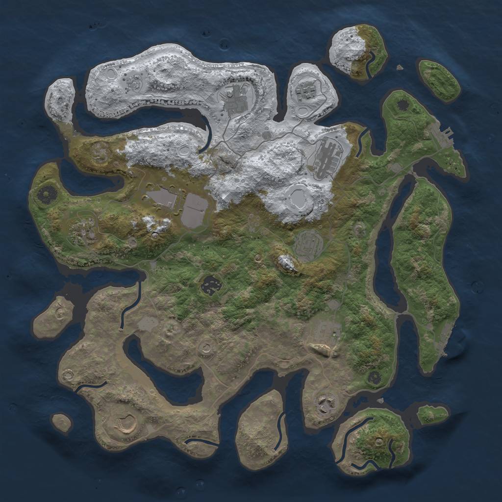 Rust Map: Procedural Map, Size: 3950, Seed: 1236609586, 19 Monuments