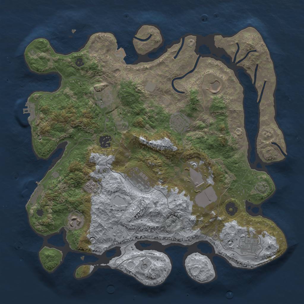 Rust Map: Procedural Map, Size: 3600, Seed: 555, 17 Monuments