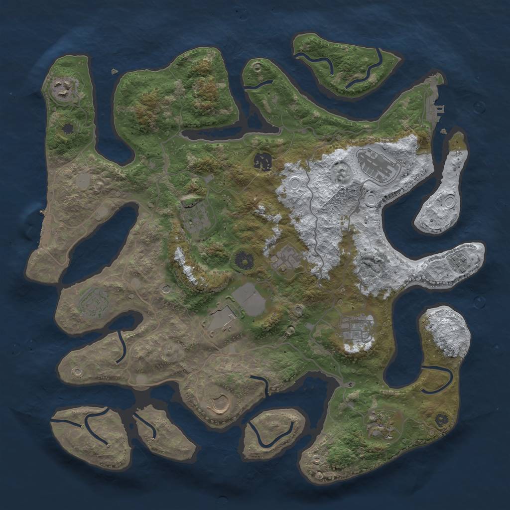 Rust Map: Procedural Map, Size: 4000, Seed: 65623, 19 Monuments